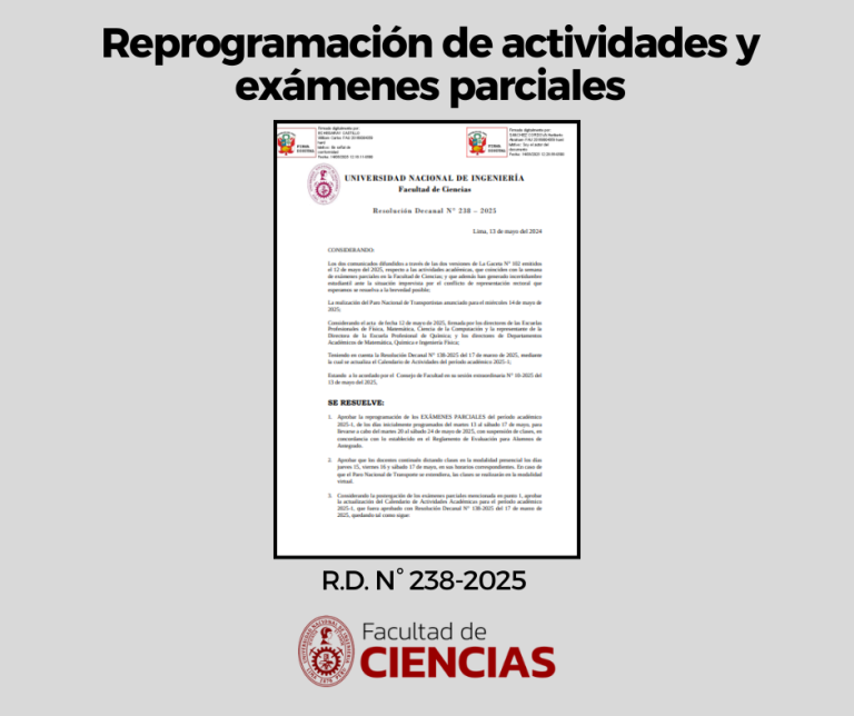 Reprogramación de Exámenes Parciales del Semestre 2025-1
